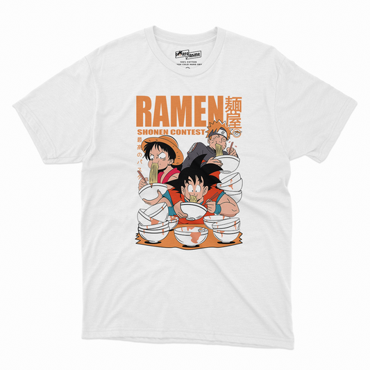 Polera Crosovers - Goku Luffy Naruto Ramen