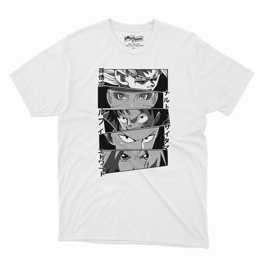 Polera Crosovers - Goku Naruto Luffy Saitama Edward