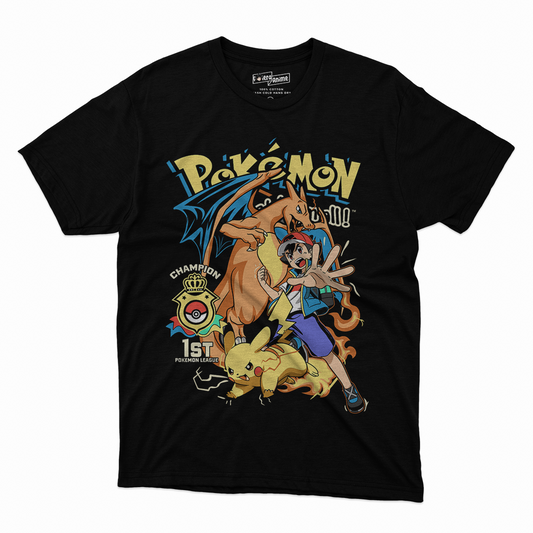 Polera Pokemon - Ash x Charizad x Pikachu