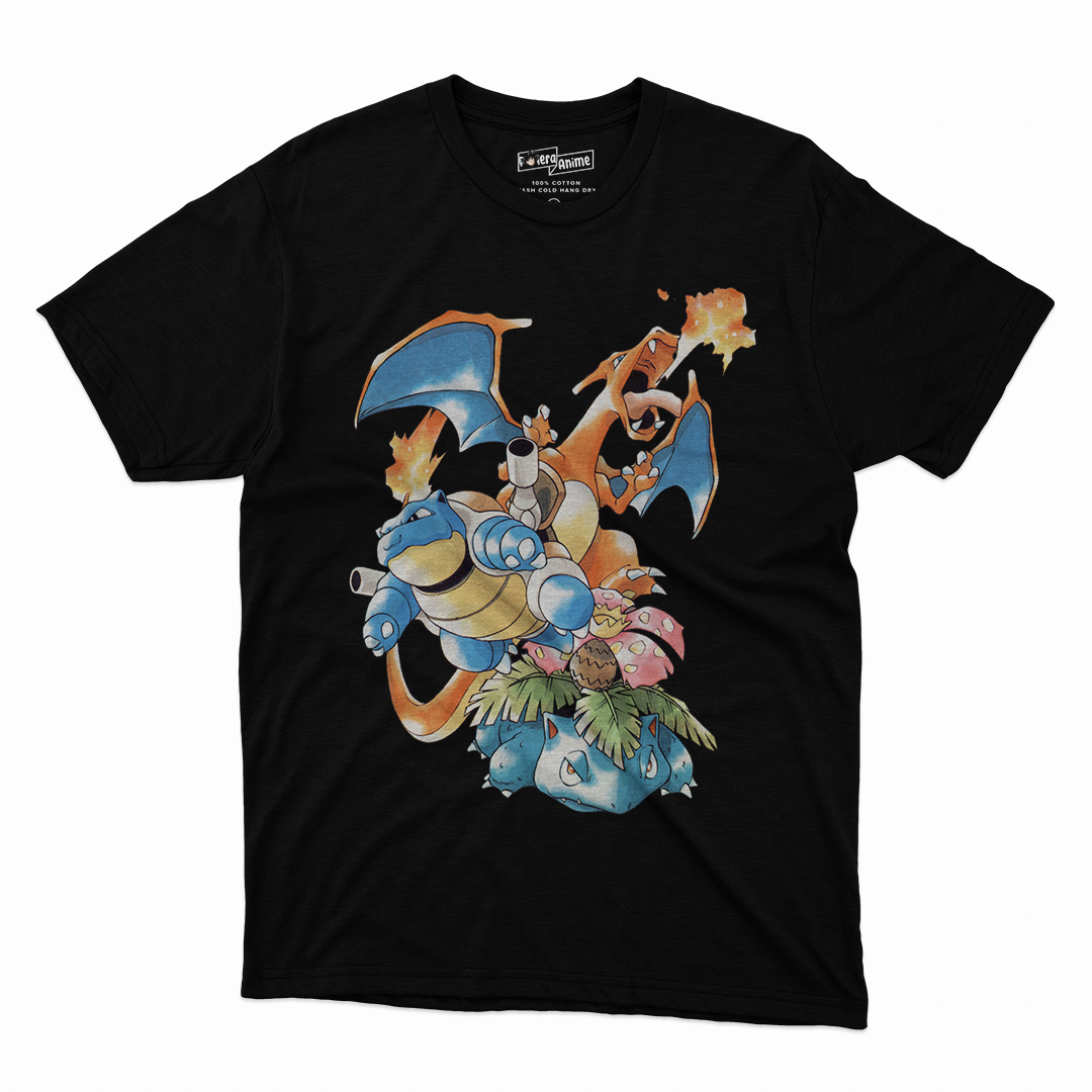 Polera Pokemon - Venusaur x Blastoise x Charizard